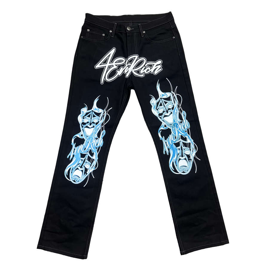 4EVERICH Now Or Never Black & Blue Jeans