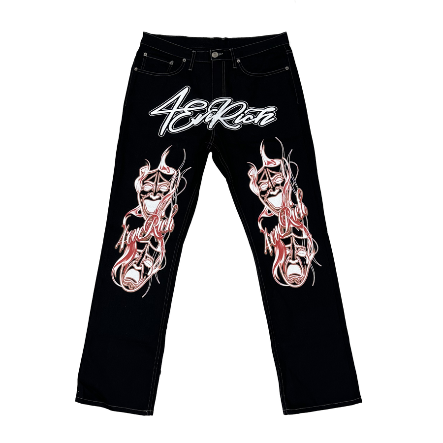 4EVERICH Now Or Never Black & Red Jeans