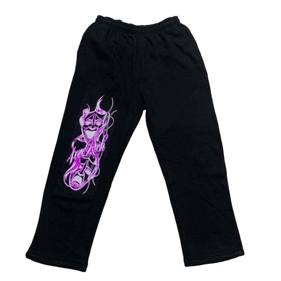 Black & Purple Now Or Never Sweatpants