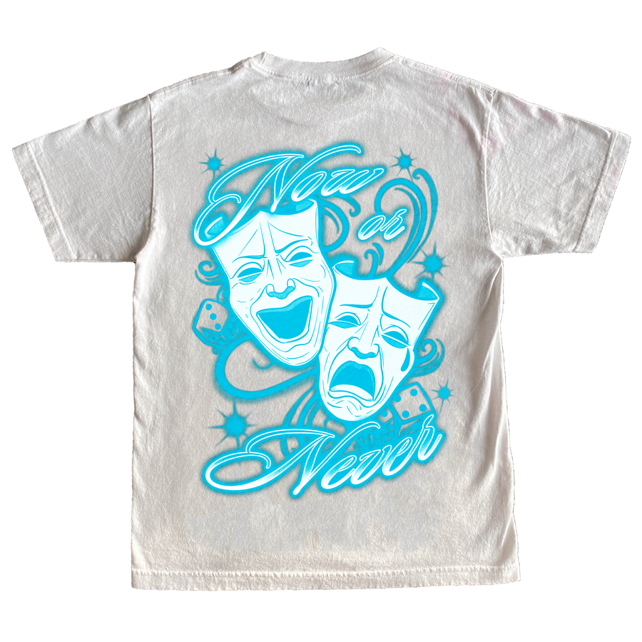 White & Blue Now Or Never T-Shirt