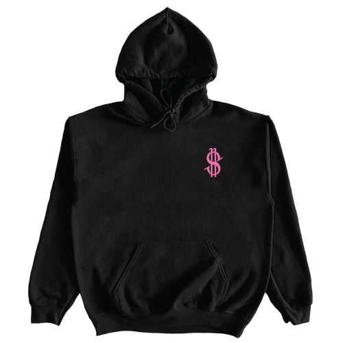 4EVERICHLA LOGO BLACK HOODIE PINK LOGO